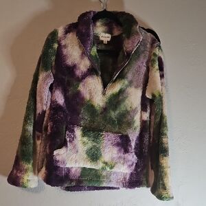 Tie-Dye Fleece half zip Pullover Sweater.